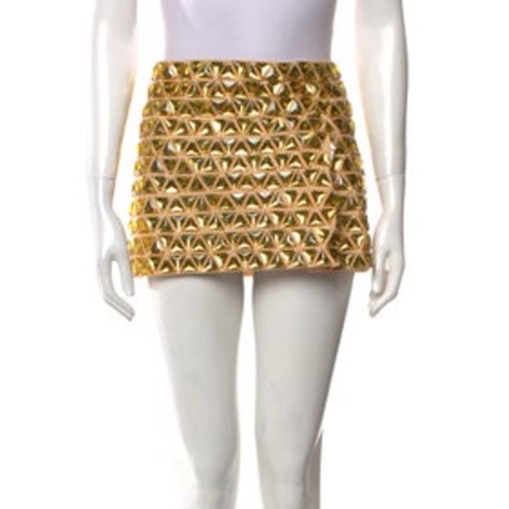 Givenchy Yellow Crystal Embellishment Mini Skirt
